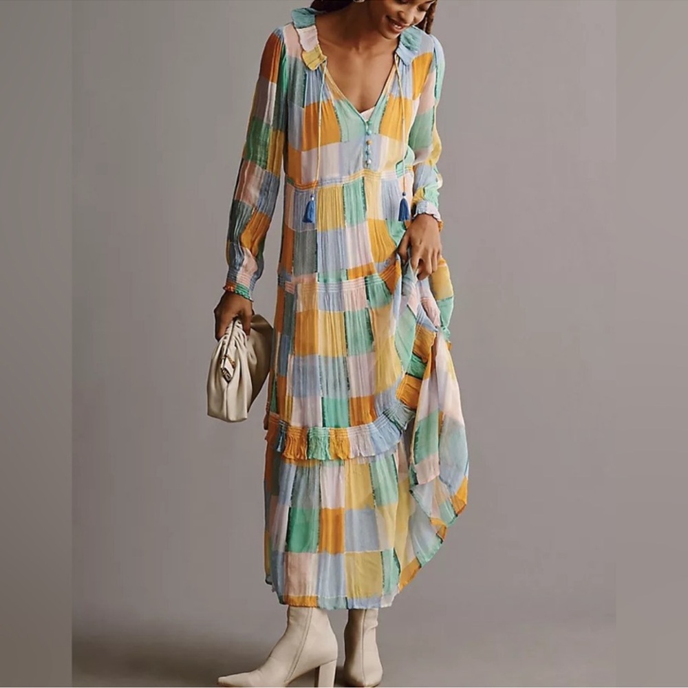 Anthropologie The Marais Printed Chifon Maxi Dress